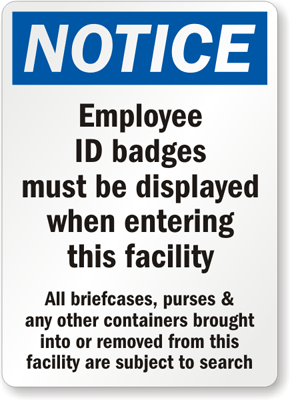 Badges on Id Badges Required Signs