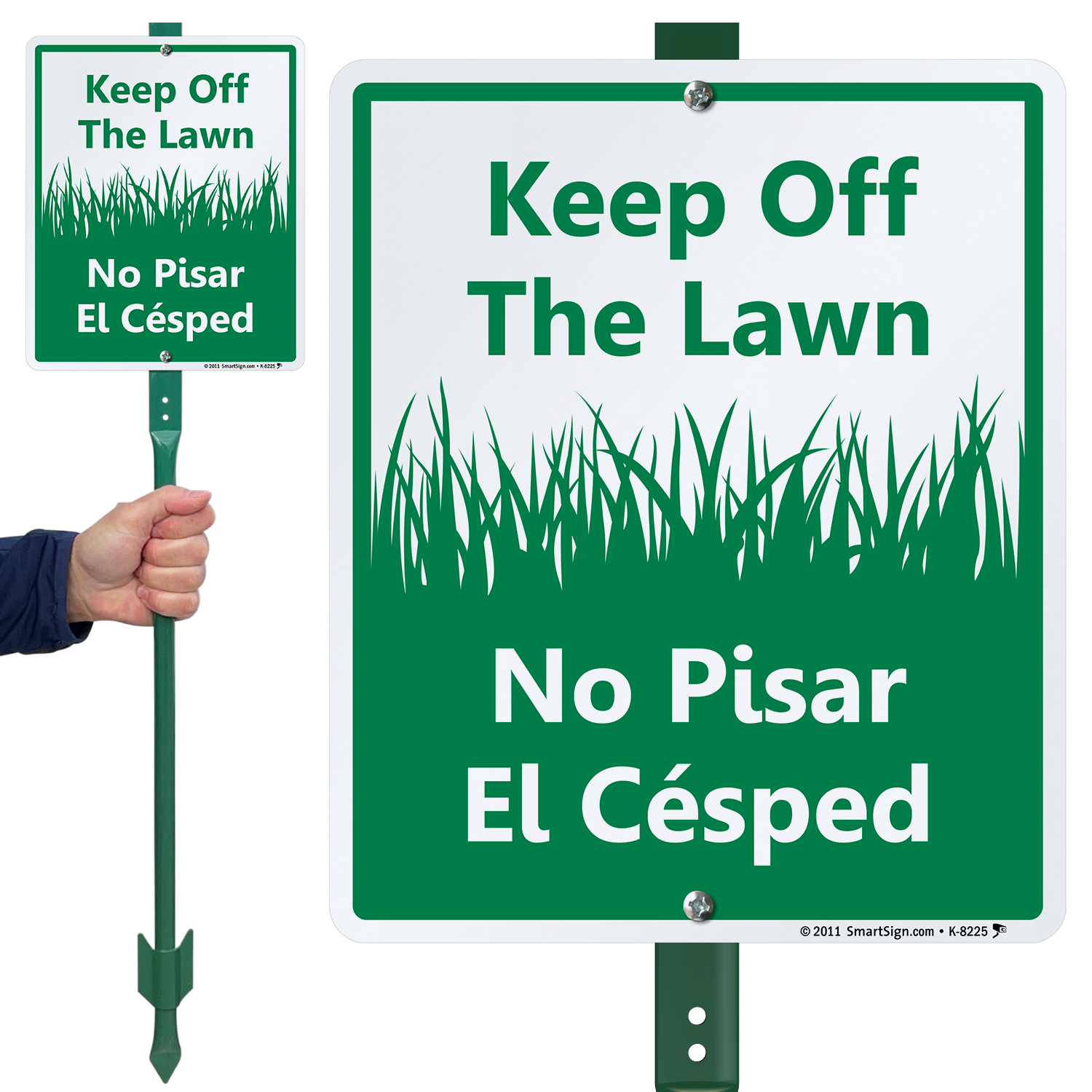 Bilingual Keep Off The Lawn Sign Stake Kit For Yard SKU K 8225