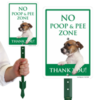 No Dog Poop & Pee Zone Thank You Sign